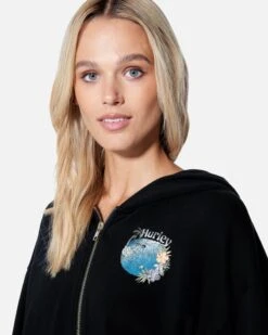 Protect The Sea Crop Zip Up Hoodie -Hurley hu056f3 black 5