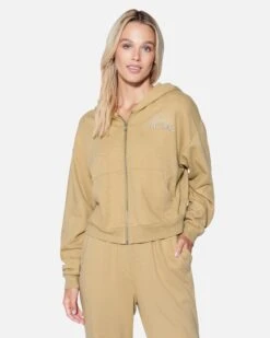 Playa Crop Zip Up Hoodie -Hurley hu058f3 tan 1