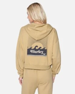 Playa Crop Zip Up Hoodie -Hurley hu058f3 tan 2