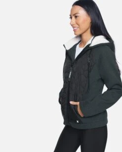 Fleece And Nylon Hoodie -Hurley hur019cha charcoal 3