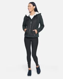 Fleece And Nylon Hoodie -Hurley hur019cha charcoal 4