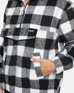 Plaid Pullover -Hurley hur034biy black ivory 5